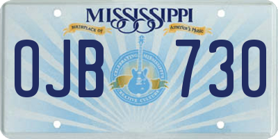 MS license plate OJB730