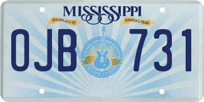 MS license plate OJB731