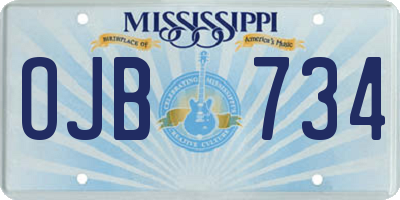 MS license plate OJB734