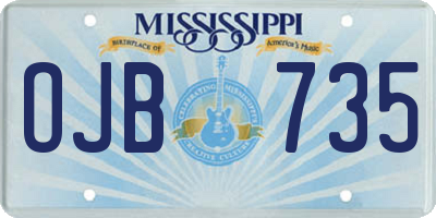 MS license plate OJB735
