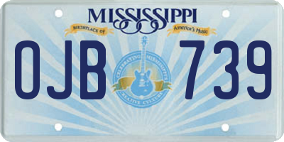 MS license plate OJB739