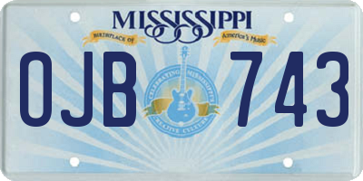 MS license plate OJB743