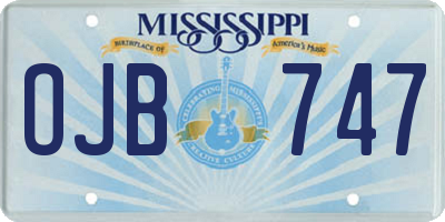 MS license plate OJB747
