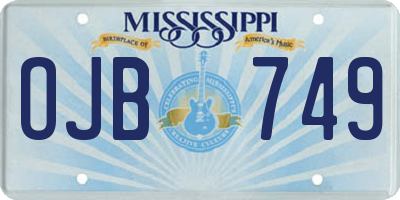 MS license plate OJB749
