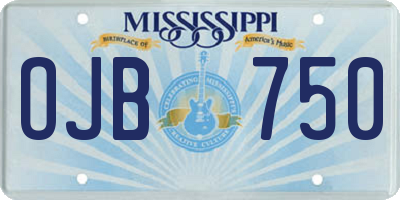 MS license plate OJB750