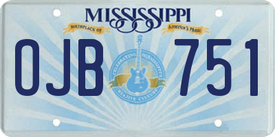 MS license plate OJB751