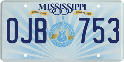 MS license plate OJB753
