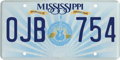 MS license plate OJB754