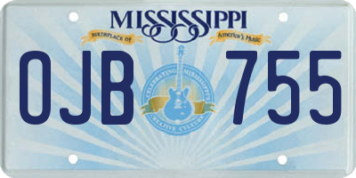 MS license plate OJB755