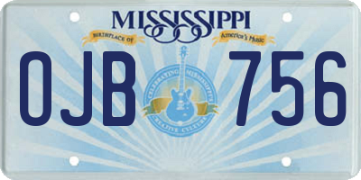 MS license plate OJB756