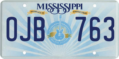 MS license plate OJB763