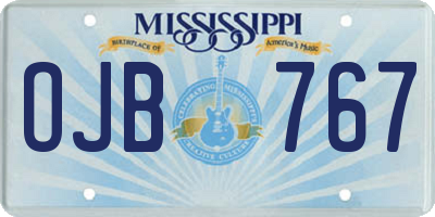 MS license plate OJB767