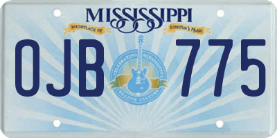 MS license plate OJB775