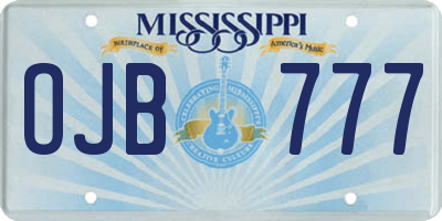 MS license plate OJB777