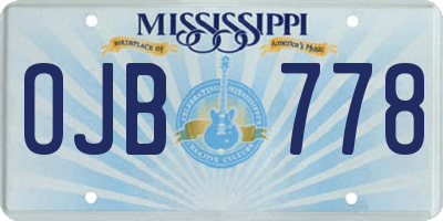 MS license plate OJB778