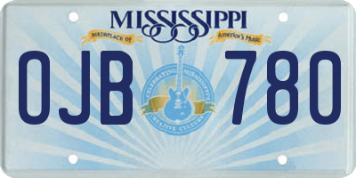 MS license plate OJB780