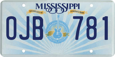 MS license plate OJB781