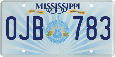 MS license plate OJB783