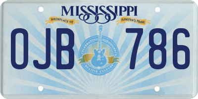 MS license plate OJB786