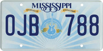 MS license plate OJB788