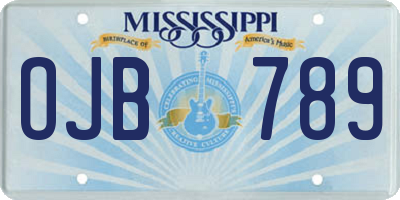 MS license plate OJB789