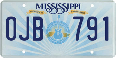 MS license plate OJB791