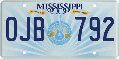 MS license plate OJB792