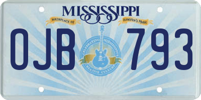 MS license plate OJB793