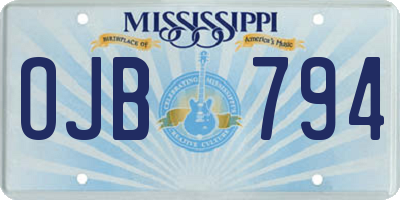 MS license plate OJB794