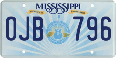 MS license plate OJB796