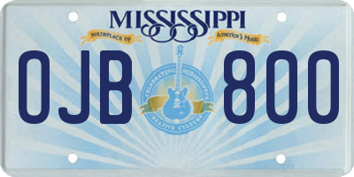 MS license plate OJB800