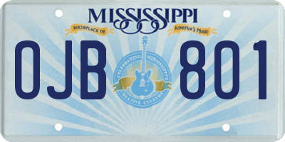MS license plate OJB801