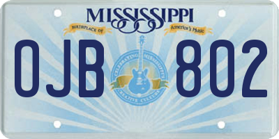 MS license plate OJB802