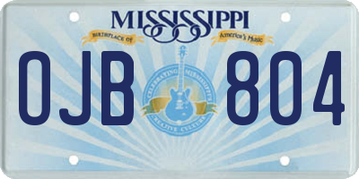 MS license plate OJB804