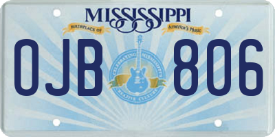 MS license plate OJB806