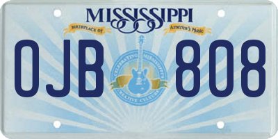MS license plate OJB808