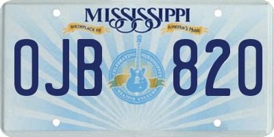 MS license plate OJB820