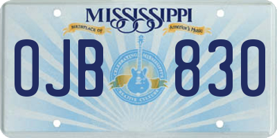 MS license plate OJB830