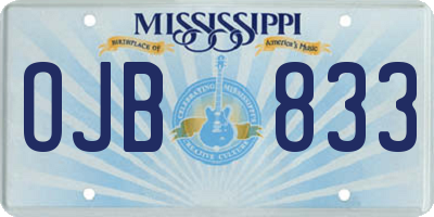 MS license plate OJB833