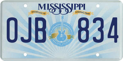 MS license plate OJB834