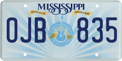 MS license plate OJB835