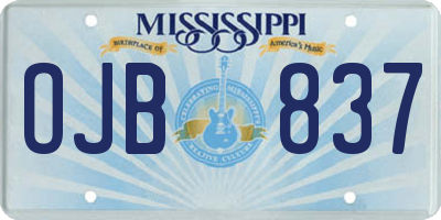 MS license plate OJB837
