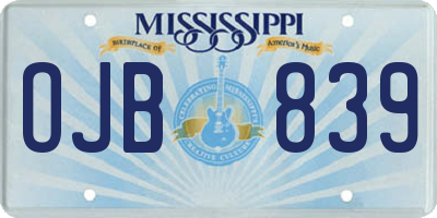 MS license plate OJB839