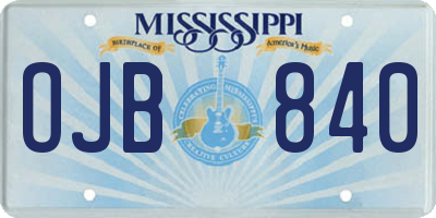 MS license plate OJB840