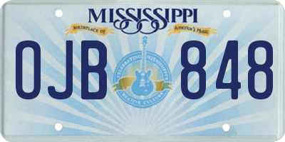 MS license plate OJB848