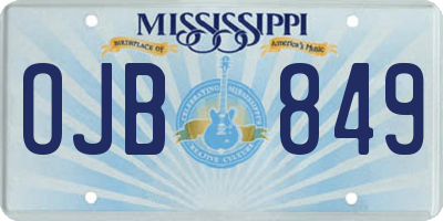 MS license plate OJB849