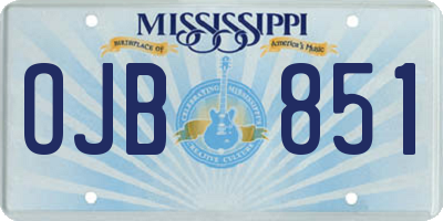MS license plate OJB851