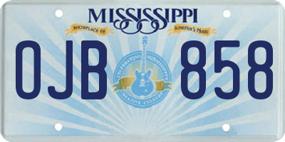 MS license plate OJB858