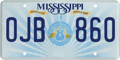MS license plate OJB860