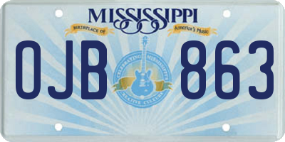 MS license plate OJB863